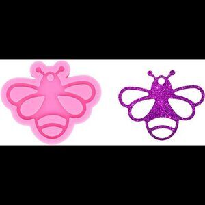 Glossy Shiny Cute Bee Shape Insects Keychain Silicone Mold with Hole for DIY Des